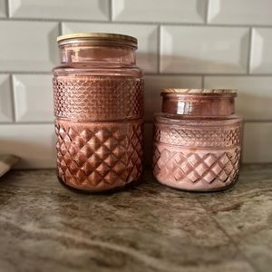 Pink glass storage containers